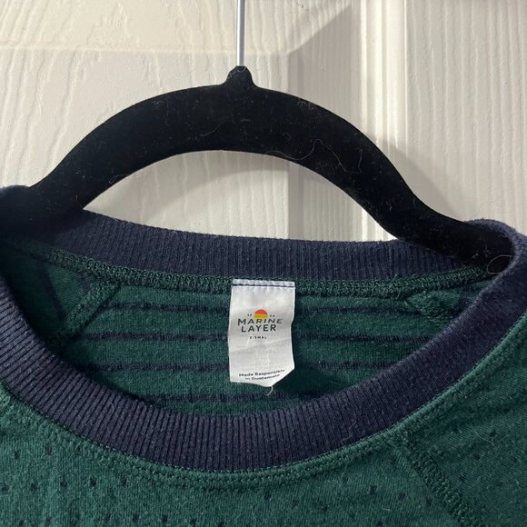 Marine Layer Atkins Reversible Raglan Crewneck Sweater - Polka Dot and Stripe - Picture 4 of 10